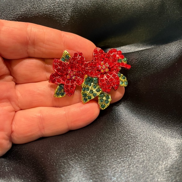 NWOT red and green crystal brooch - Picture 5 of 7